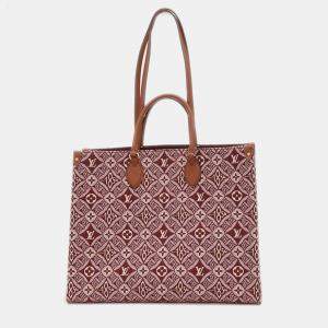 Louis Vuitton Monogram Jacquard On The Go Gm Tote Bag Bordeaux Pink