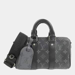 Louis Vuitton Monogram Eclipse Reverse Keepall Bandouliere 25 cm Boston Bag