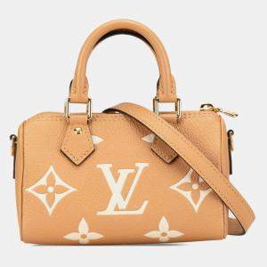 Louis Vuitton Monogram Empreinte Nano Speedy Mini Handbag Shoulder Bag Arizona Beige Leather
