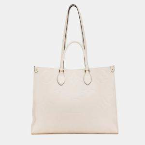 Louis Vuitton On The Go GM White Leather Monogram Empreinte Giant Shoulder Bag