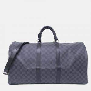 Louis Vuitton Damier Graphite Keepall Bandouliere 55Cm Boston Bag