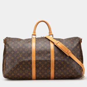Louis Vuitton Brown Monogram Keepall Bandouliere 55