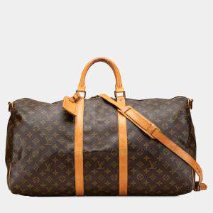 Louis Vuitton Brown Monogram Keepall Bandouliere 55