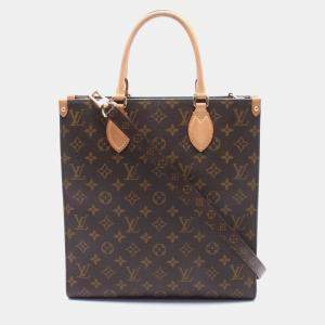 Louis Vuitton Sac Plat PM Brown Monogram Coated Canvas Leather Tote Bag
