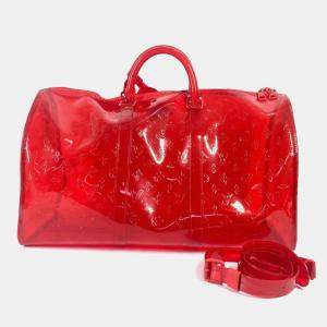 Louis Vuitton Keepall 50 Red Monogram Prism Vinyl PVC Boston Bag