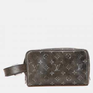 Louis Vuitton Black Brushed Monogram Leather Locker Dopp Kit Clutch