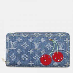Louis Vuitton Blue Takashi Murakami Monogram Cherry Denim Zippy Wallet