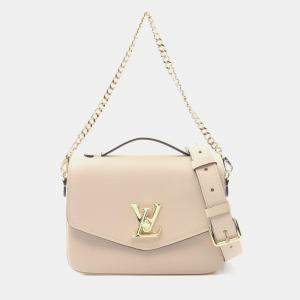 Louis Vuitton Oxford Lockme Chain Shoulder Handbag  Leather Greige