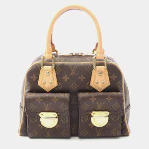 Louis Vuitton Manhattan Pm Handbag  Monogram Canvas Leather Brown