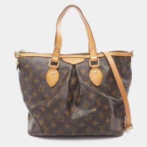 Pre Owned Louis Vuitton Palermo Pm Shoulder Handbag  Monogram Canvas Brown
