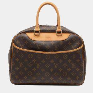 Pre Owned Louis Vuitton Deauville Brown Monogram Canvas Top Handle Bag