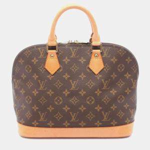 Pre Owned Louis Vuitton Alma Pm Handbag  Monogram Canvas Leather Brown
