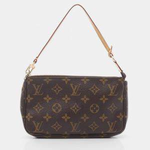 Pre Owned Louis Vuitton Pochette Accessoires Handbag  Monogram Canvas Brown