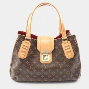Louis Vuitton Greet Tote Handbag  Monogram Canvas Leather Brown
