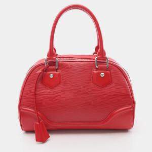 Louis Vuitton Bowling Montaigne Pm Handbag  Epi Leather Red Rouge