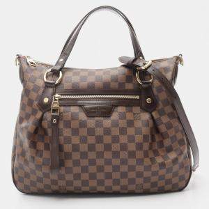Louis Vuitton Evora Mm Shoulder Handbag  Damier Canvas Leather Ebene