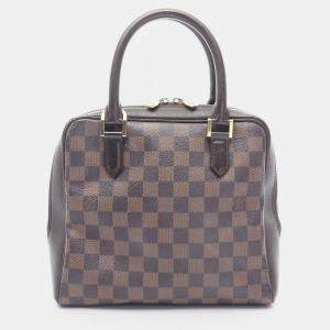 Pre Owned Louis Vuitton Brera Brown Ebene Damier Canvas Leather Handbag 