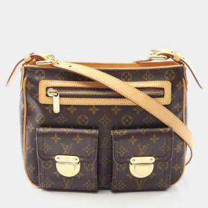 Pre Owned Louis Vuitton Hudson GM Brown Monogram Canvas Shoulder Bag