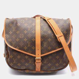Pre Owned Louis Vuitton Saumur 35 Brown Monogram Canvas Crossbody Bag