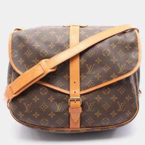 Pre Owned Louis Vuitton Saumur 35 Brown Monogram Canvas Crossbody Bag