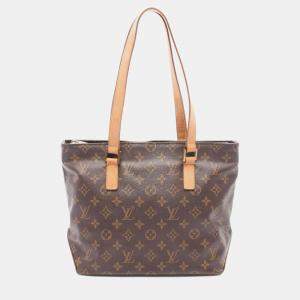 Pre Owned Louis Vuitton Cabas Piano Brown Monogram Canvas Shoulder Bag