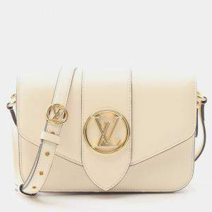 Pre Owned Louis Vuitton LV Pont Neuf Beige Calfskin Crossbody Shoulder Bag
