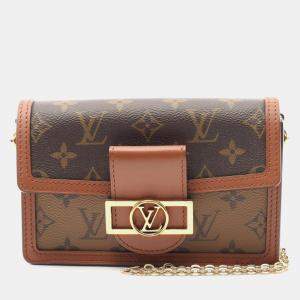 Louis Vuitton Dauphine Brown Monogram Canvas Leather Chain Shoulder Bag