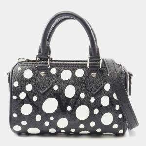 Louis Vuitton × YK Nano Speedy Black/White Canvas Leather Shoulder Bag