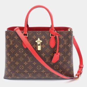 Louis Vuitton Flower Tote Brown Monogram Leather Coquelicot Shoulder Bag