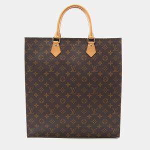 Louis Vuitton Sac Plat Brown Monogram Canvas Leather Tote