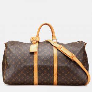 Louis Vuitton Brown Monogram Keepall Bandouliere 55