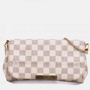 Pre Owned Louis Vuitton White Damier Azur Favorite PM