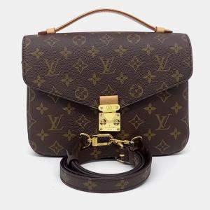 Pre Owned Louis Vuitton Brown Coated Canvas Monogram Pochette Metis