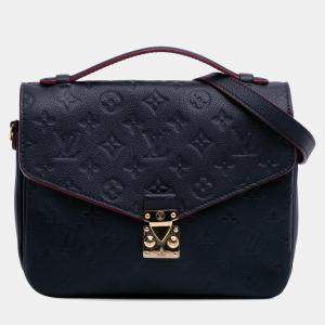 Pre Owned Louis Vuitton Blue Monogram Empreinte Pochette Metis