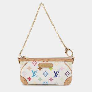 Pre Owned Louis Vuitton Pochette Milla MM Blanc Monogram Multicolor Shoulder Bag