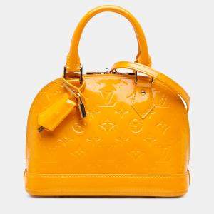 Pre Owned Louis Vuitton Yellow Monogram Vernis Alma BB Handbag