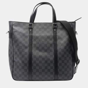 Pre Owned Louis Vuitton Tadao Black Damier Graphite Canvas Tote Bag