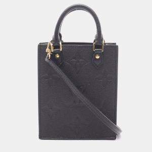 Pre Owned Louis Vuitton Petit Sac Plat Noir Monogram Empreinte Leather Shoulder Bag