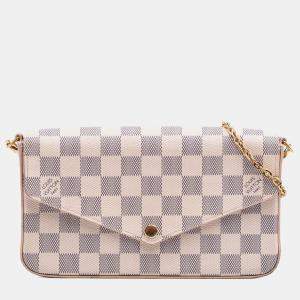 Pre Owned Louis Vuitton White Damier Azur Pochette Felicie
