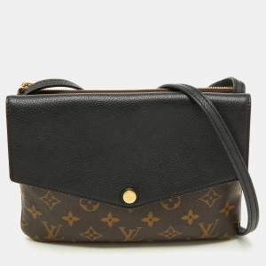 Pre Owned Louis Vuitton Black Monogram Canvas and Leather Twinset Bag