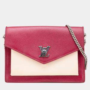 Pre Owned Louis Vuitton Red Bicolor Leather MyLockMe Chain Pochette