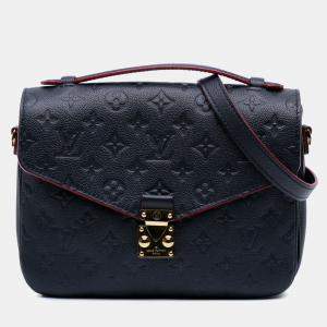 Pre Owned Louis Vuitton Blue Monogram Empreinte Pochette Metis