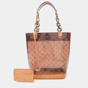 Pre Owned Louis Vuitton Cabas Amble Mm Tote Bag Monogram Plastics Brown