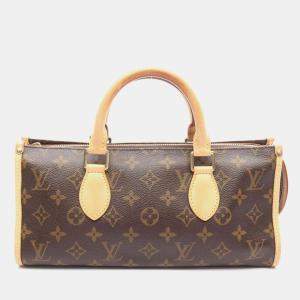 Pre Owned Louis Vuitton Popincourt Brown Monogram Canvas Leather Shoulder Bag