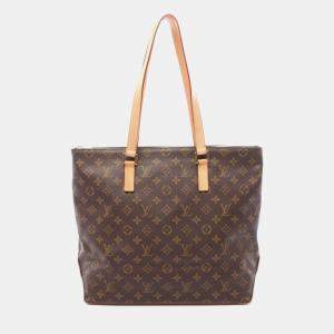 Pre Owned Louis Vuitton Cabas Mezzo Brown Monogram Canvas Tote Bag