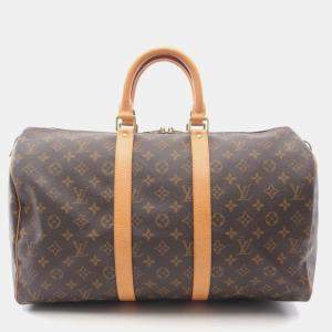 Pre Owned Louis Vuitton Keepall 45 Brown Monogram Canvas Travel Bag