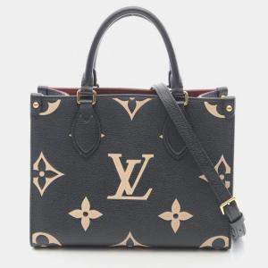 Pre Owned Louis Vuitton OnTheGo PM Black Bicolor Monogram Empreinte Leather Tote Bag