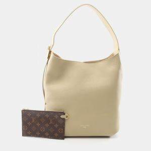 Pre Owned Louis Vuitton Low Key Hobo MM Limestone Leather Shoulder Bag