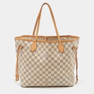 Pre Owned Louis Vuitton Damier Azur Canvas Neverfull MM Bag