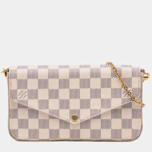 Pre Owned Louis Vuitton White Damier Azur Pochette Felicie